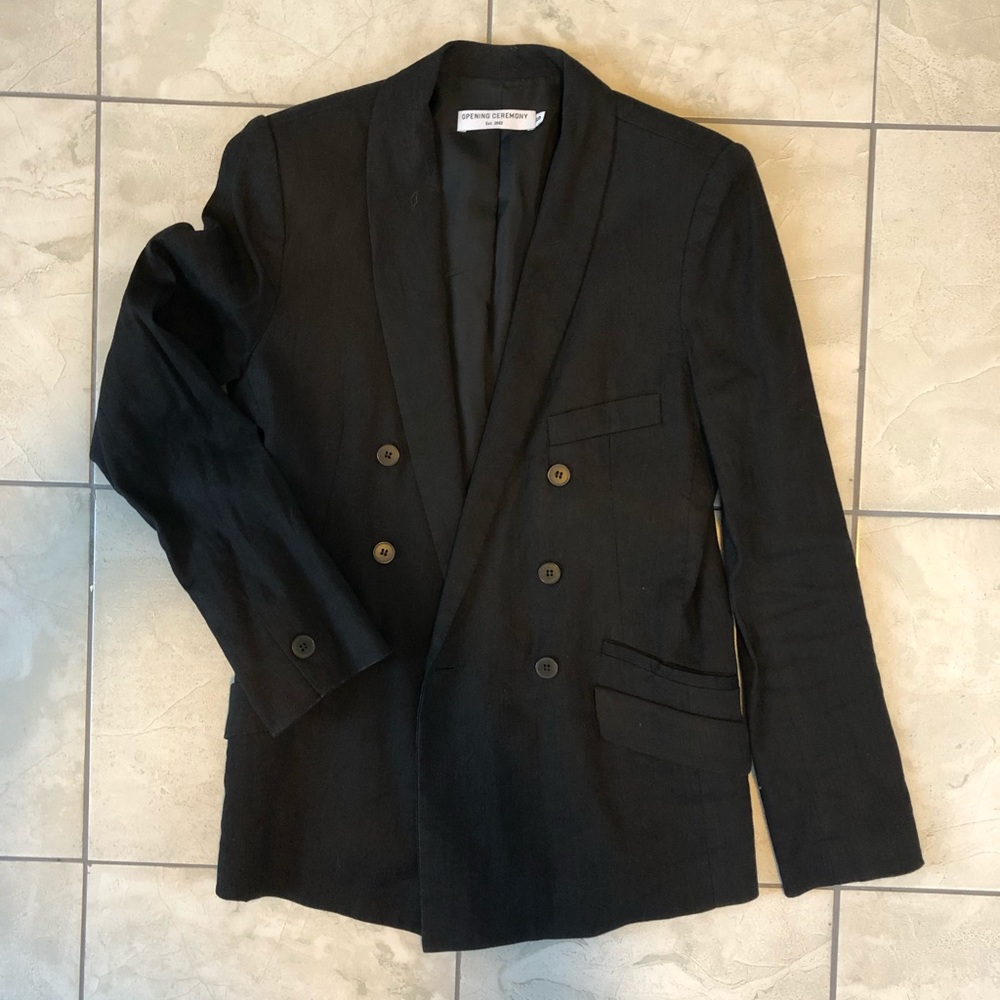 Opening ceremony men’s linen blazer in black